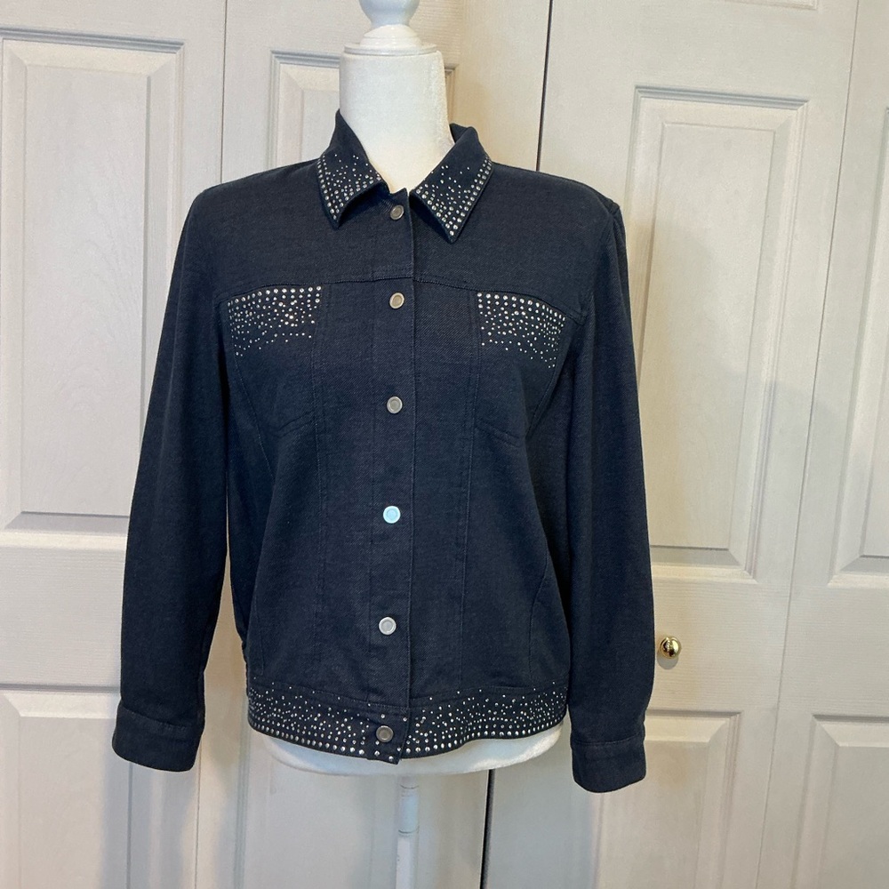 🌹🌹🌹 Alfred Dunner Blue Cotton Jacket - 14 P - Picture 2 of 6